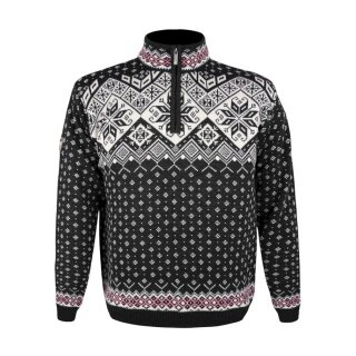 Kama Sweater Pullover 4082 Half Zip mit Nordischen Muster (Merinowolle) schwarz Herren