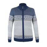 Kama Sweater Pullover 5059 Full Zip (Merinowolle, warm) blau/weiss Damen