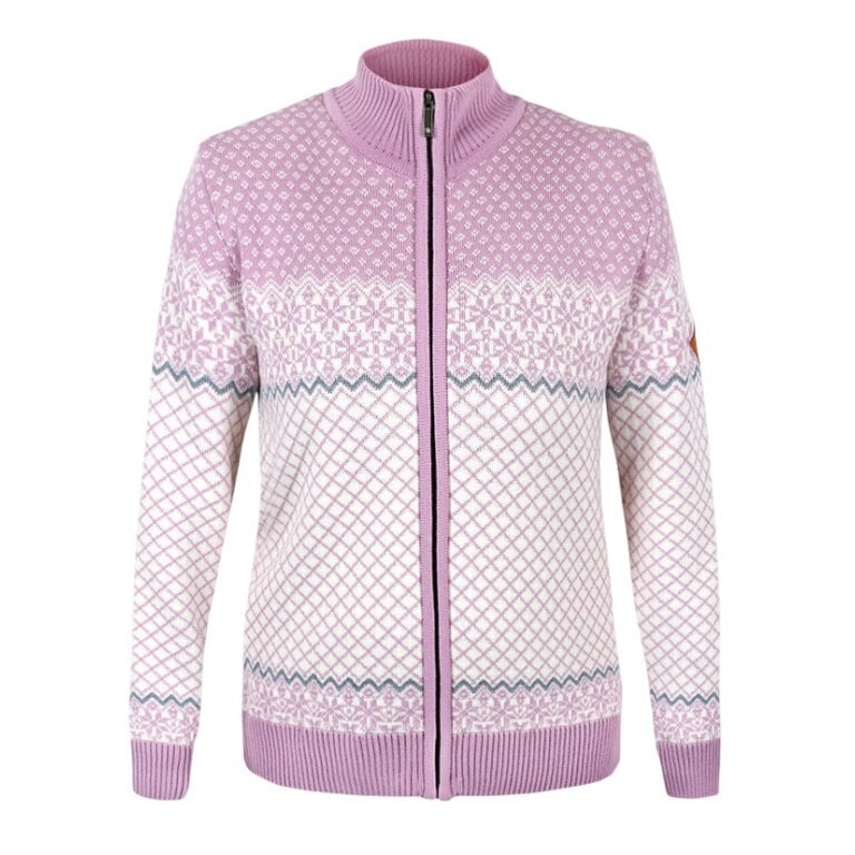 Kama Sweater Pullover 5059 Full Zip (Merinowolle, warm) pink/weiss Damen