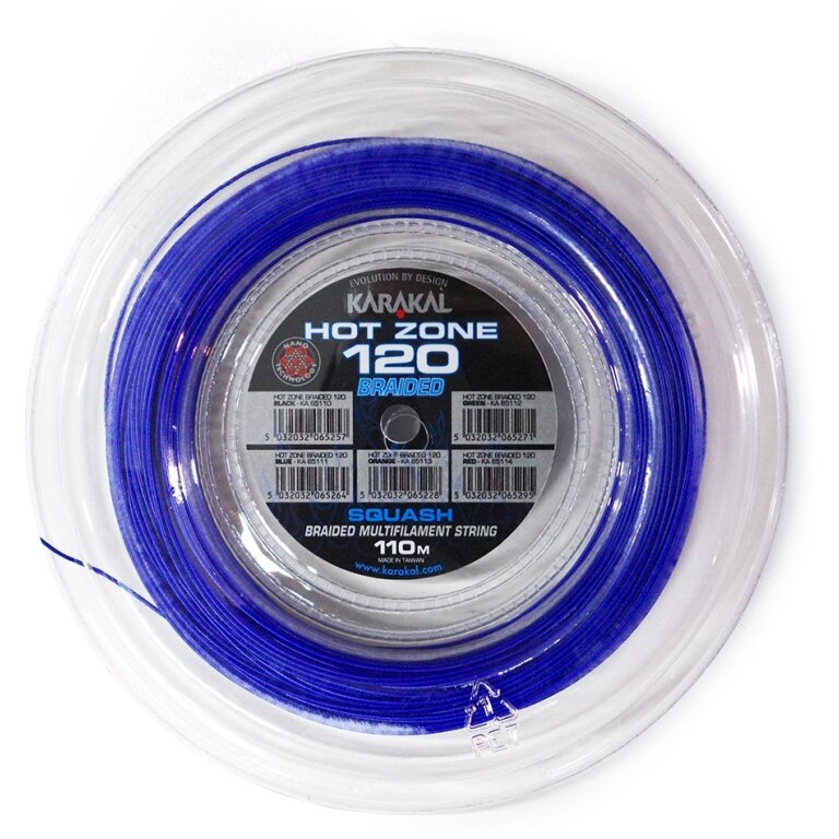 Karakal Squashsaite Hot Zone Braided 120 (Power+Kontrolle) 1.20mm blau 110m Rolle