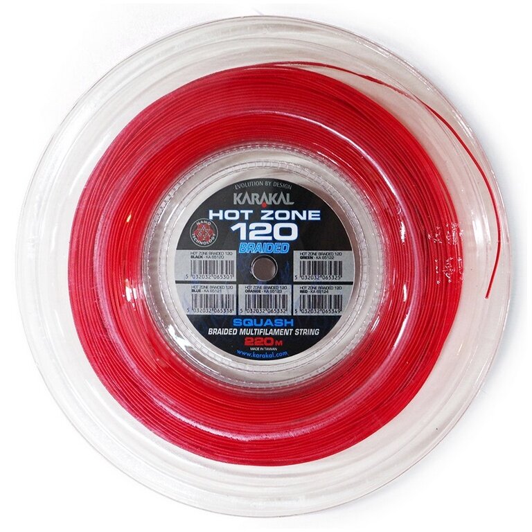 Karakal Squashsaite Hot Zone Braided 120 (Power+Kontrolle) rot 220m Rolle