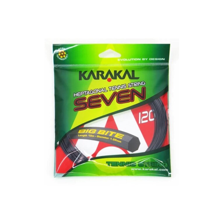 Karakal Tennissaite Big Bite Seven 120 (Kontrolle+Spin) schwarz 12m Set