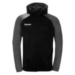 Kempa Kapuzenjacke Ambition 28 (Full-Zip, 100% Polyester) schwarz/grau Herren