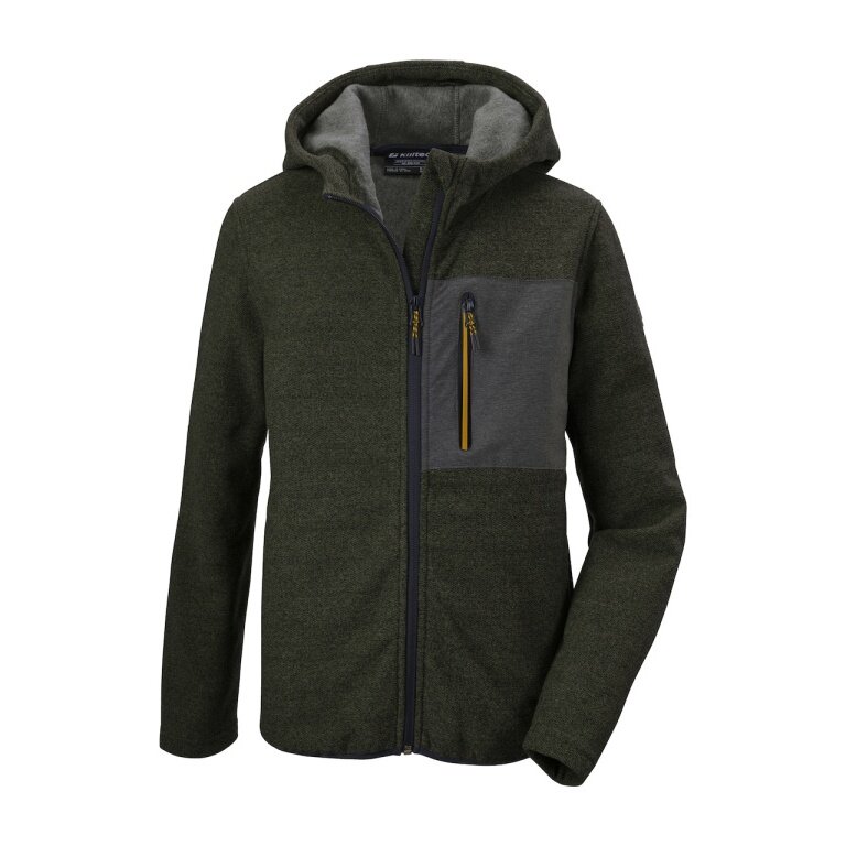 Killtec Strickfleecejacke Kow 200 mit Kapuze (warm, Midlayer) olivegrün Kinder