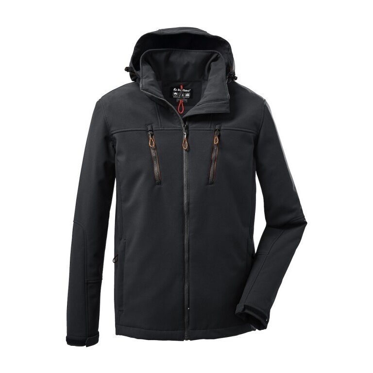 Killtec Softshelljacke mit abzippbarer Kapuze (Fleecefutter, wasserabweisend) 00200 schwarz Herren