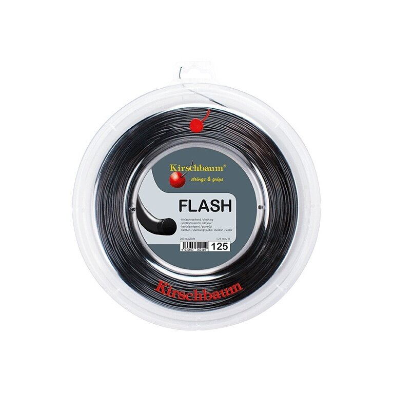 Kirschbaum Tennissaite Flash (Haltbarkeit+Power) schwarz 200m Rolle