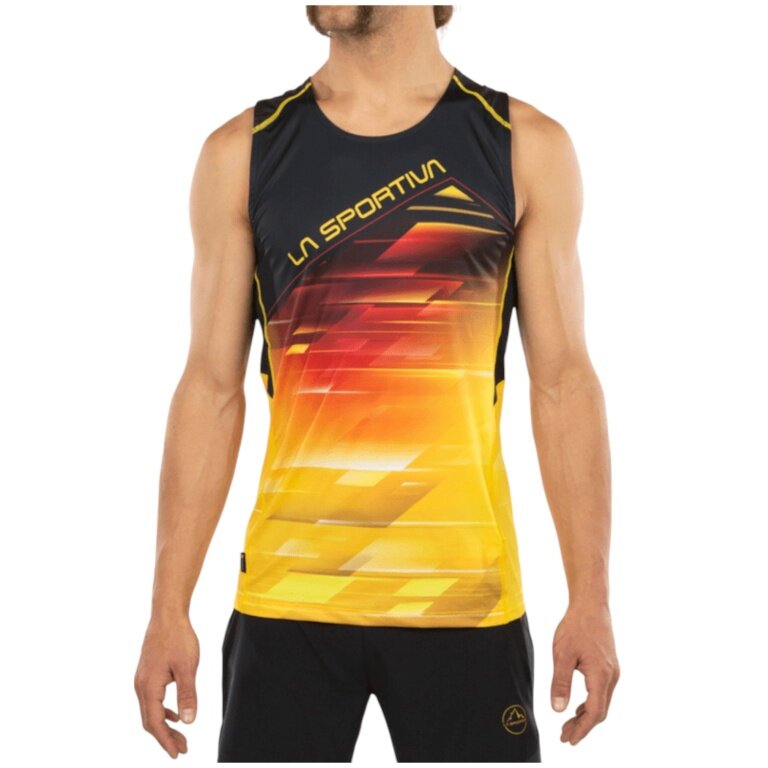 La Sportiva Lauf-Tanktop Slipstream (atmungsaktiv, reflektierende Details) schwarz/gelb/rot Herren