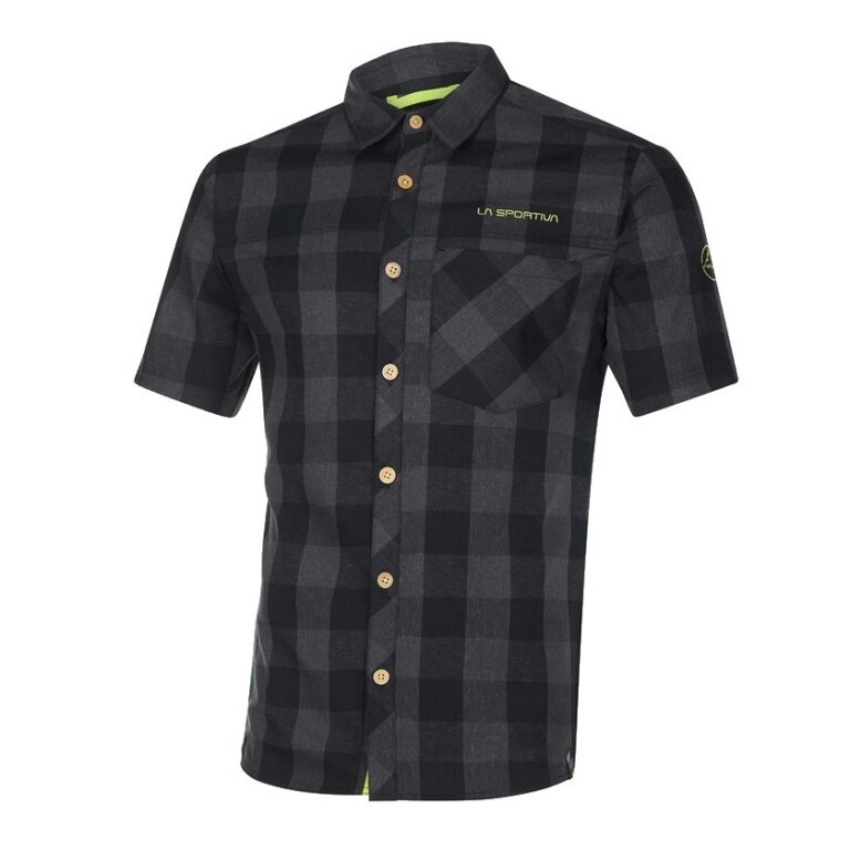 La Sportiva Wanderhemd Nomad (mit Brusttasche) Kurzarm carbongrau/schwarz Herren