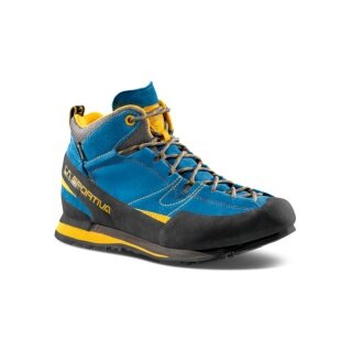 La Sportiva Wanderschuhe Boulder X Mid GTX (Zustieg, wasserdicht) blau/gelb Herren
