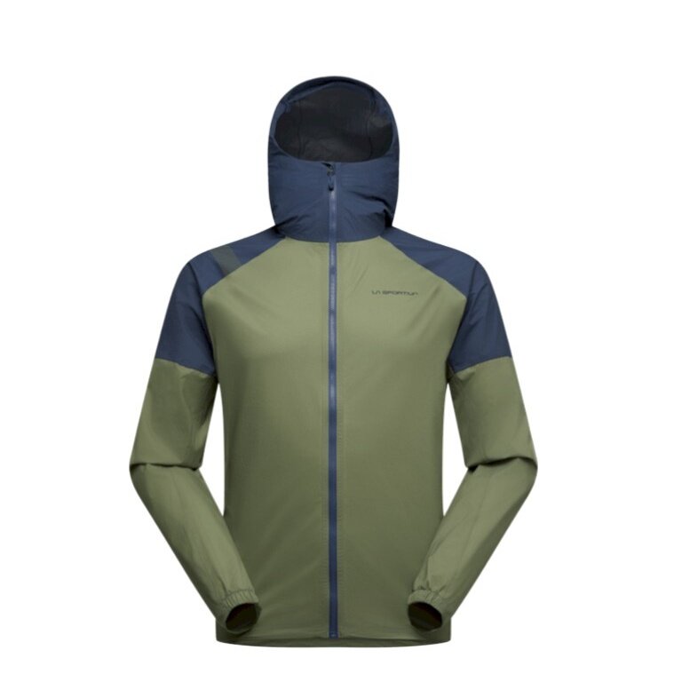La Sportiva Trail-Laufjacke Pocketshell (Hardschell, wasserdicht) dunkelgrün/dunkelblau Herren