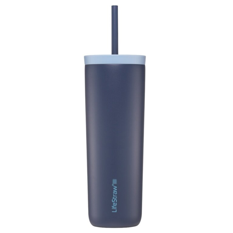 LifeStraw Thermobecher Go Steel Tumbler Isolierter aus Edelstahl, mit Wasserfilter, mit Trinkhalm - navyblau - 500 ml