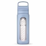 LifeStraw Trinkflasche Go Glass mit Wasserfilter, Verschluss mit Silikonmundstück BPA frei hellblau - 600 ml