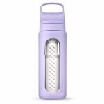 LifeStraw Trinkflasche Go Glass mit Wasserfilter, Verschluss mit Silikonmundstück BPA frei violett - 600 ml
