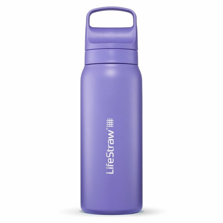 LifeStraw Trinkflasche Go Series Stainless Steel mit Wasserfilter, Verschluss mit Silikonmundstück BPA frei violett - 700 ml