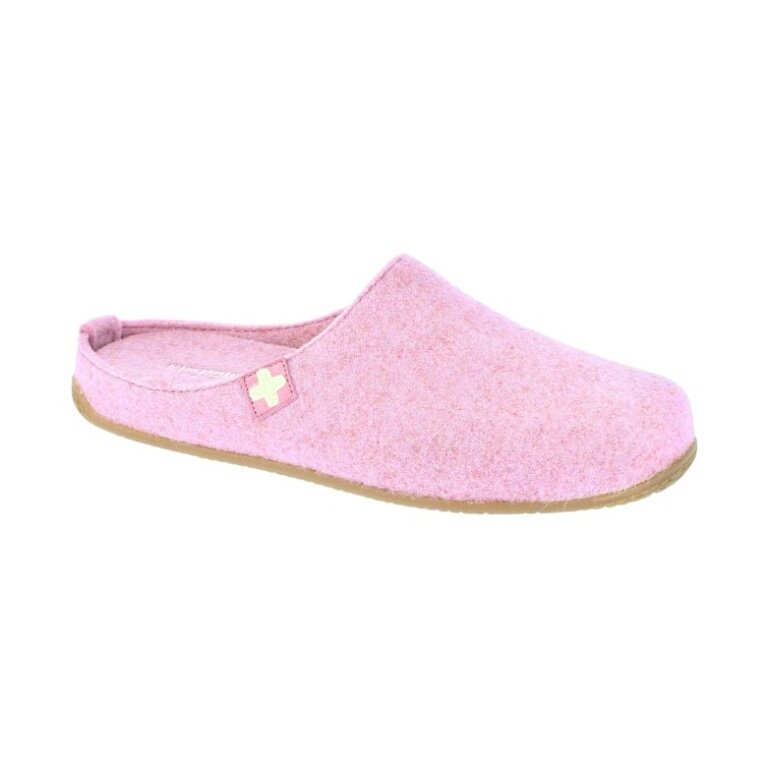 Living Kitzbühel Hausschuhe Filzpantoffel (70% Wolle) Schweizer Kreuz Damen - iris/pink