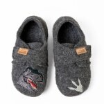 Living Kitzbühel Hausschuhe Klettschuh T-Rex (Schurwolle) grau Jungen (31-35)