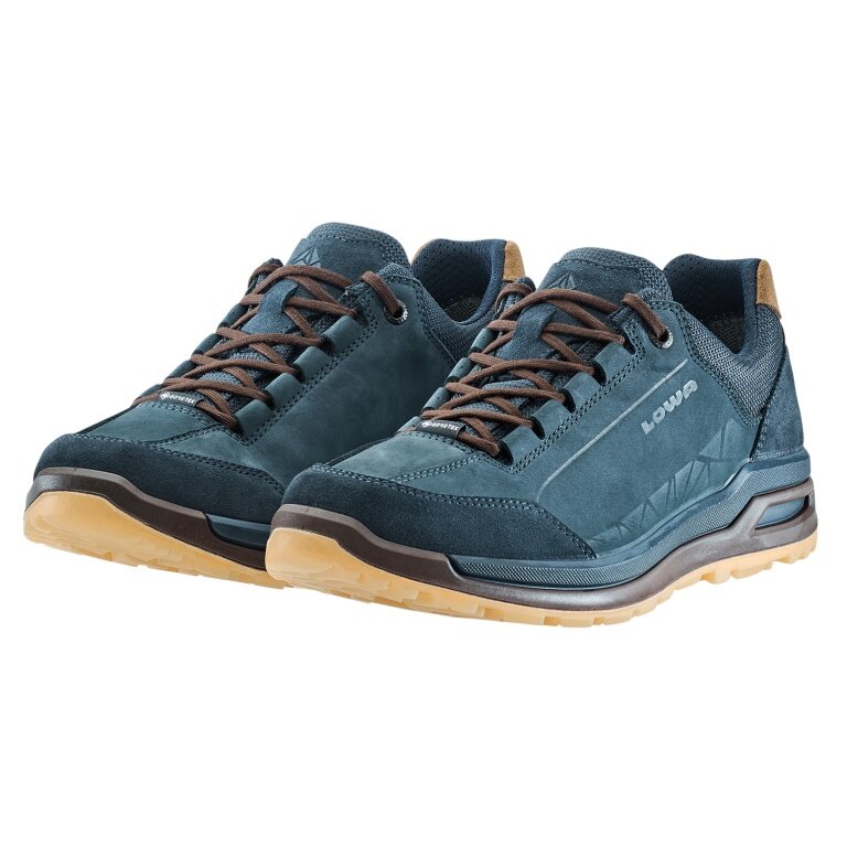 Lowa Alltag-Travelschuhe Bellagio Low GTX (Nubukleder, wasserdicht) navyblau/braun Herren