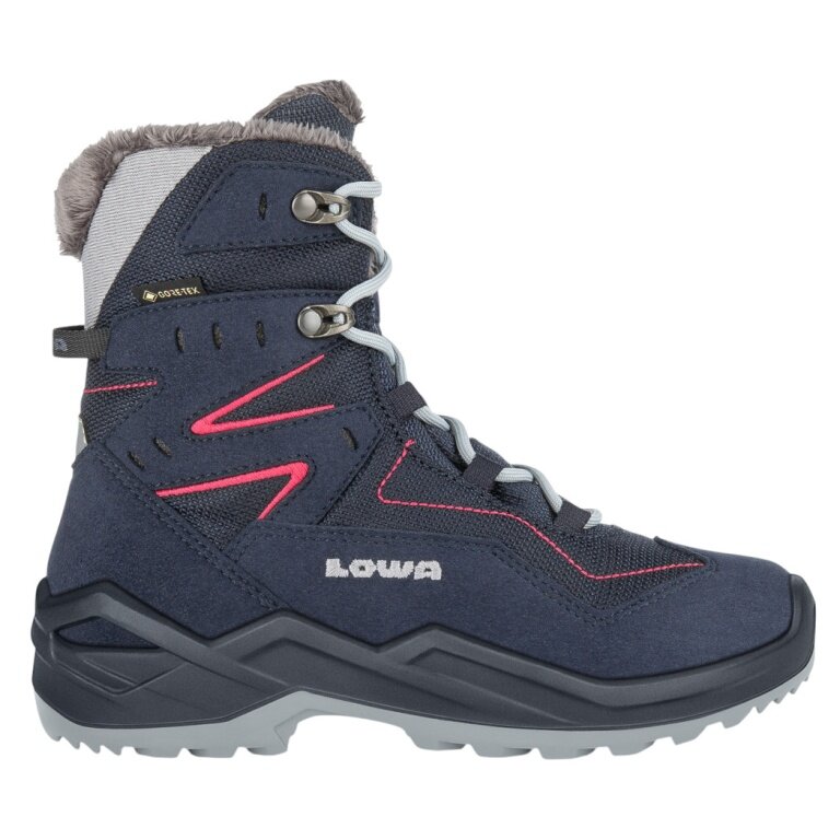 Lowa Winterstiefel Lino GTX High (Veloursleder/Textil, wasserdicht) 2025 navyblau/fuchsia Kinder
