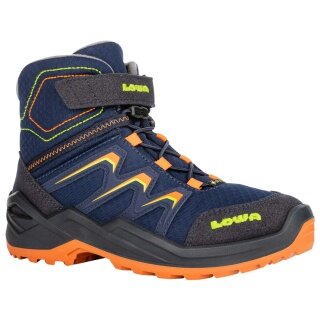 Lowa Winterschuhe Maddox Warm Mid GTX (Textil/Synthetik, wasserdicht) 2025 navyblau/orange Kinder