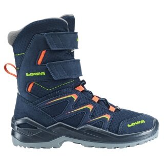 Lowa Winterstiefel Maddox Warm High GTX (Textil/Synthetik, wasserdicht) 2025 navyblau/orange Kinder
