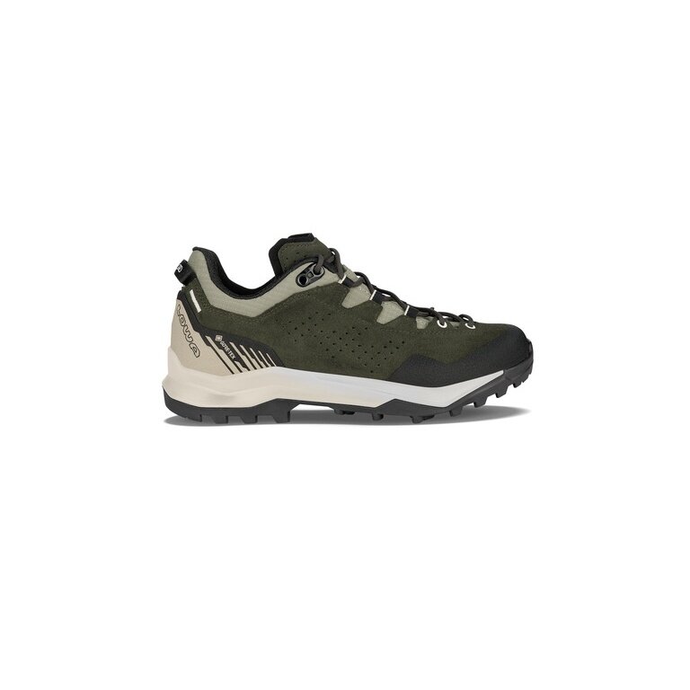 Lowa Wanderschuhe Explorer LO GTX (Trekking, Veloursleder/Textil, wasserdicht) dunkelgrün/panna Herren