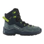 Lowa Wanderschuhe Wandax Mid GTX (Veloursleder/Synthetik, wasserdicht) dunkelpetrol/lime Kinder