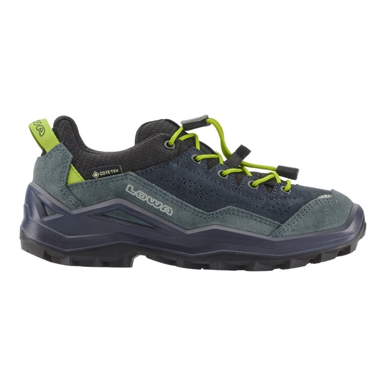 Lowa Wanderschuhe Wandax LO GTX (Veloursleder/Synthetik, wasserdicht) dunkelpetrol/lime Kleinkinder