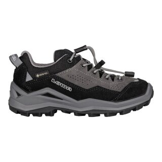 Lowa Wanderschuhe Wandax LO GTX (Veloursleder/Synthetik, wasserdicht) schwarz/grau Kleinkinder