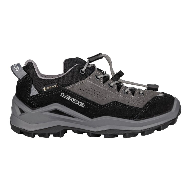 Lowa Wanderschuhe Wandax LO GTX (Veloursleder/Synthetik, wasserdicht) schwarz/grau Kinder