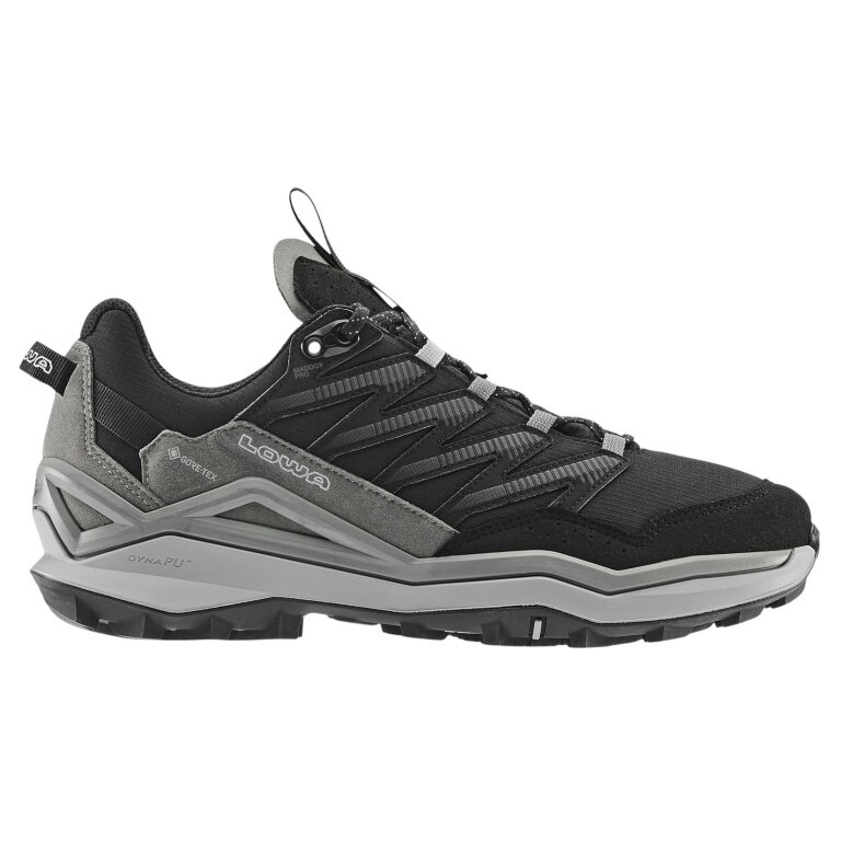 Lowa Wanderschuhe Maddox Pro Low GTX (Fast-Hiking, Textil/Synthetik, wasserdicht) schwarz/grau Herren