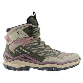 Lowa Wanderschuhe Maddox Mid GTX (All-Terrain, Textil/Synthetik, wasserdicht) braun/altrosa Damen