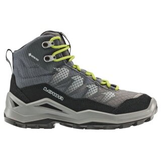 Lowa Wanderschuhe Maddox Pro Mid GTX Junior (Textil/Veloursleder, wasserdicht) schwarz/limone Kinder