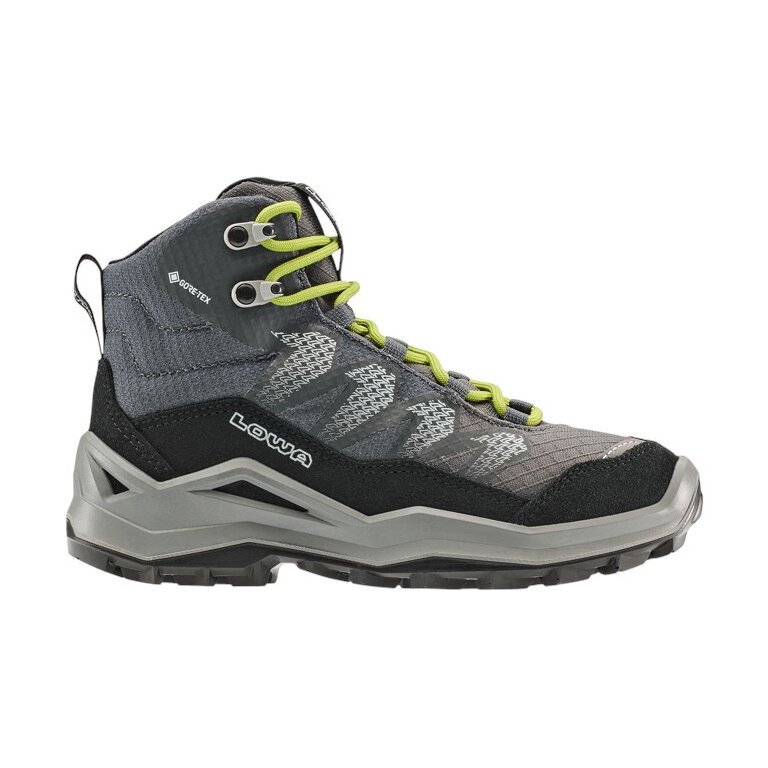 Lowa Wanderschuhe Maddox Pro Mid GTX Junior (Textil/Veloursleder, wasserdicht) schwarz/limone Kinder