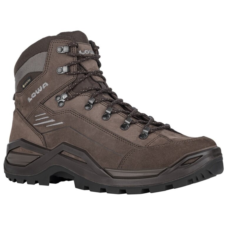 Lowa Wanderschuhe Renegade Evo Mid GTX (All-Terrain, Nubukleder, wasserdicht) espressobraun/seegras Herren