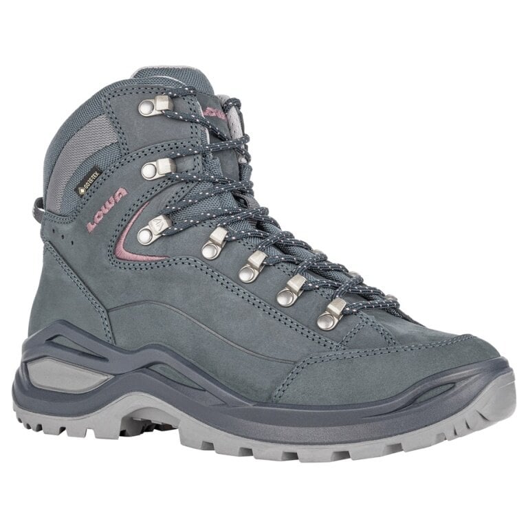 Lowa Wanderschuhe Renegade Evo Mid GTX (All-Terrain, Nubukleder, wasserdicht) stahlblau/altrosa Damen