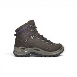Lowa Wanderschuhe Renegade Mid GTX (All-Terrain, Nubukleder, wasserdicht) 2024 schieferbraun/brombeere Damen