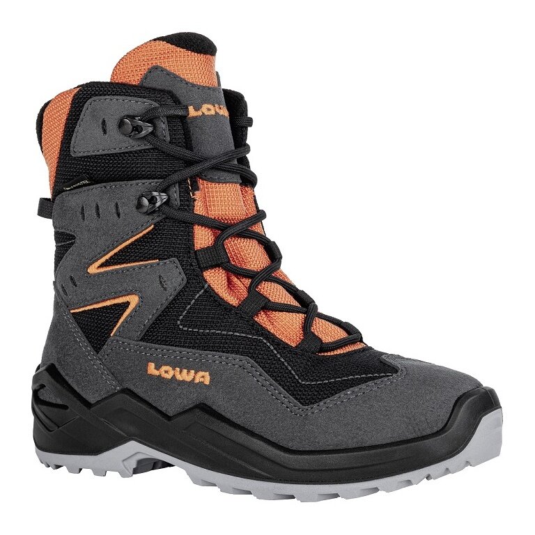 Lowa Winterstiefel Lino GTX (Textil/Synthetik, wasserdicht) graphitgrau/orange Kinder