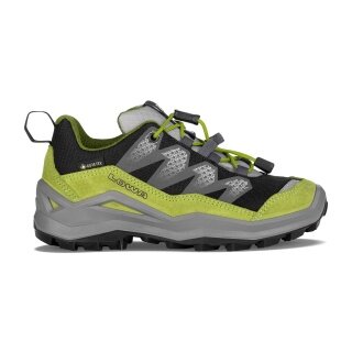 Lowa Wanderschuhe Maddox Pro Low GTX Junior (Textil/Veloursleder, wasserdicht) schwarz/limone Kinder