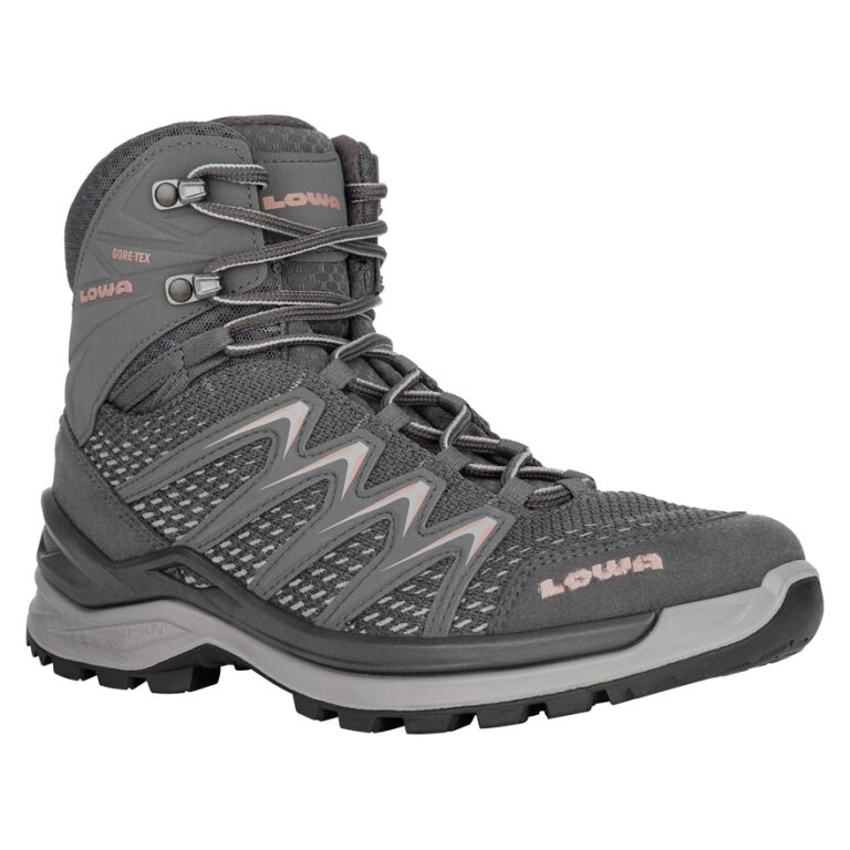 Lowa Wander-Travelschuhe Innox Pro Mid GTX (All-Terrain, Synthetik/Textil, wasserdicht) 2025 anthrazitgrau/rose Damen