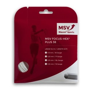 MSV Tennissaite Focus Hex Plus 38 (Haltbarkeit+Spin) weiss 12m Set