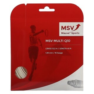 Besaitung mit Tennissaite MSV Multi Q10 1.30 (Armschonung+Touch) weiss