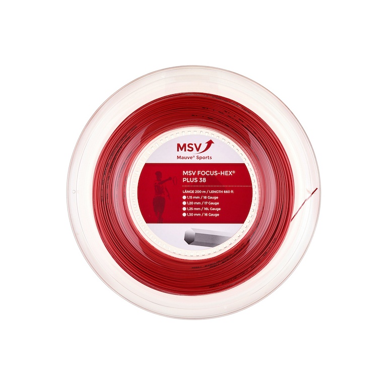 MSV Tennissaite Focus Hex Plus 38 (Haltbarkeit+Spin) rot 200m Rolle