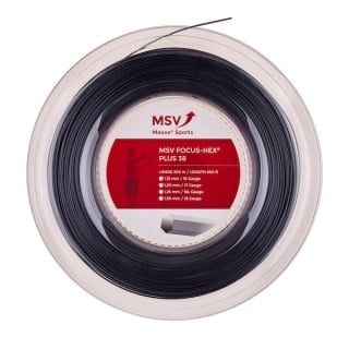 MSV Tennissaite Focus Hex Plus 38 (Haltbarkeit+Spin) schwarz 200m Rolle