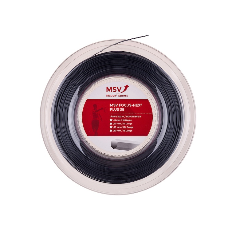 MSV Tennissaite Focus Hex Plus 38 (Haltbarkeit+Spin) schwarz 200m Rolle