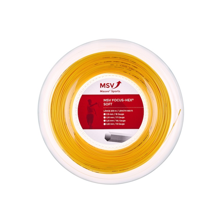 MSV Tennissaite Focus Hex Soft 1.20 (Haltbarkeit+Touch) gelb 200m Rolle