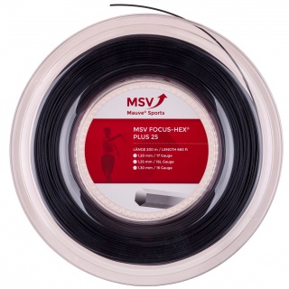 MSV Tennissaite Focus Hex Plus 25 (Haltbarkeit+Spin) schwarz 200m Rolle