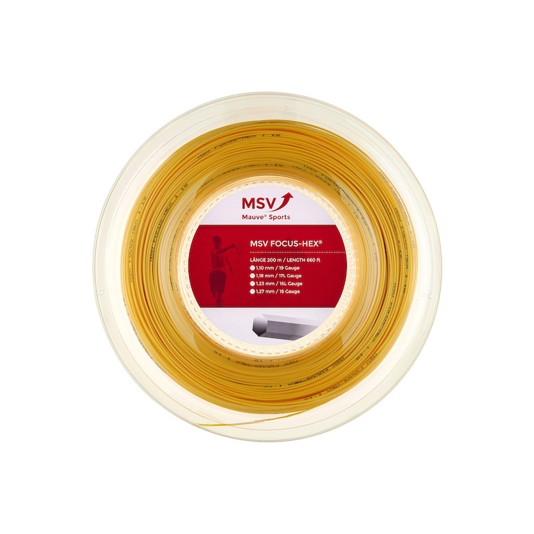 MSV Tennissaite Focus Hex (Haltbarkeit+Spin) gelb 200m Rolle