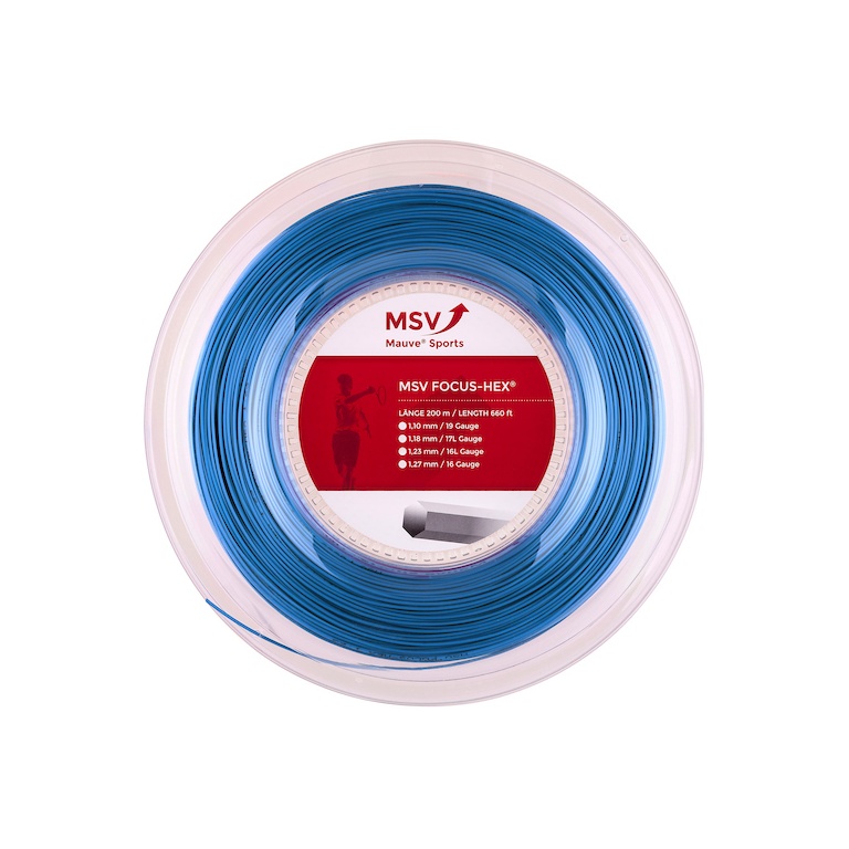 MSV Tennissaite Focus Hex (Haltbarkeit+Spin) hellblau 200m Rolle