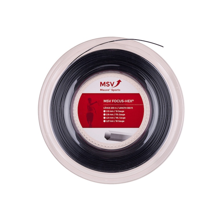 MSV Tennissaite Focus Hex (Haltbarkeit+Spin) schwarz 200m Rolle