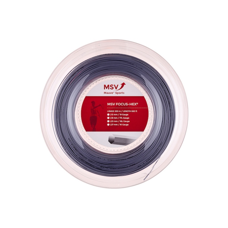 MSV Tennissaite Focus Hex (Haltbarkeit+Spin) silber 200m Rolle